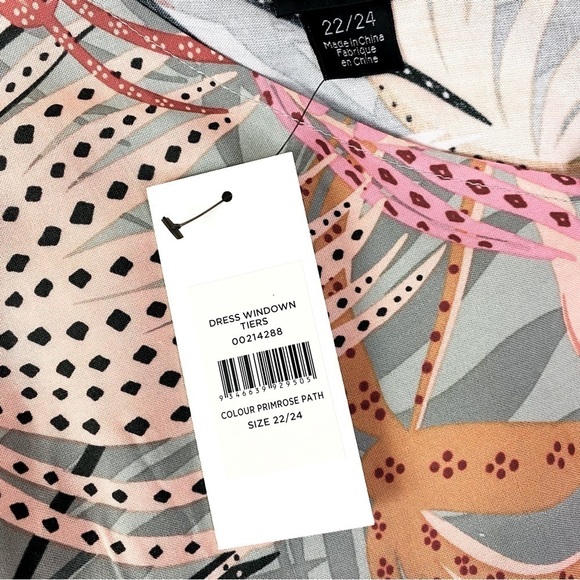 Evans Tropical Windown Tiers Flutter Sleeve Dress Size 22/24 - Picture 8 of 10